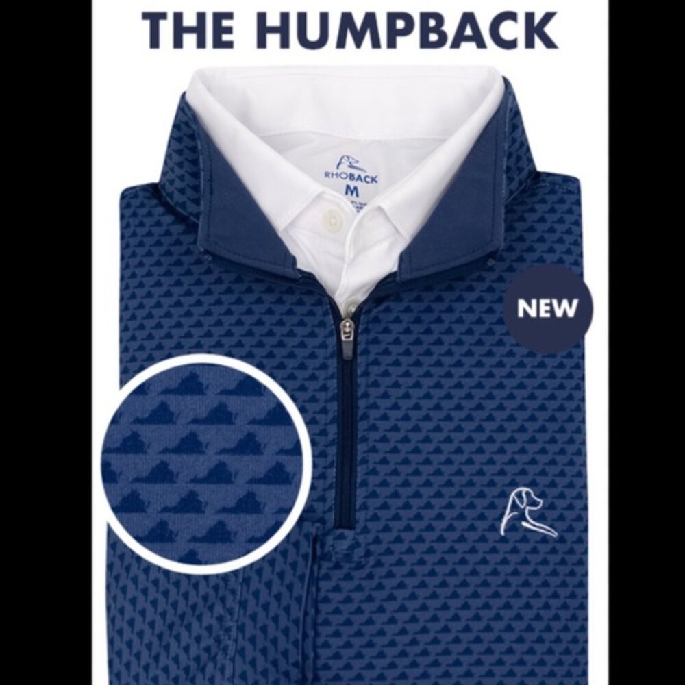 Rhoback Performance Quarter Zip Humpback Virginia State Print Navy Blue XL